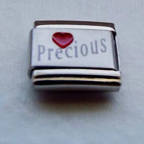Red enamel heart Precious laser 9mm stainless steel italian charm bracelet link - Picture 1 of 2